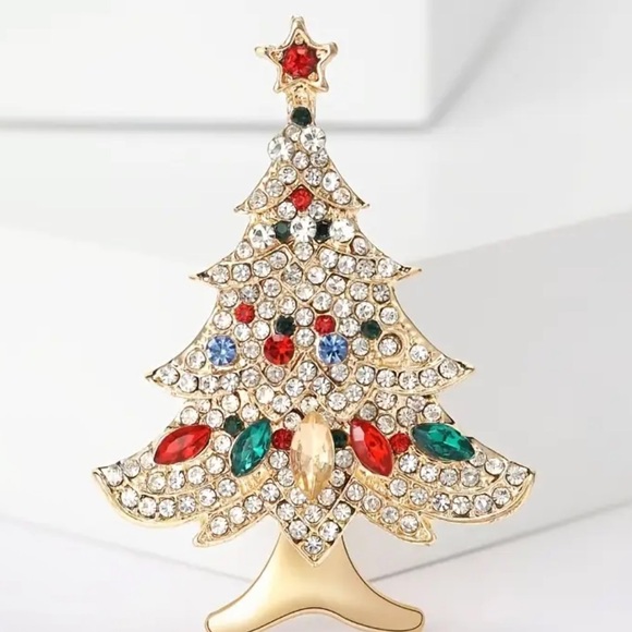 Jewelry - New Festive Gold and Multicolor Christmas Tree Brooch